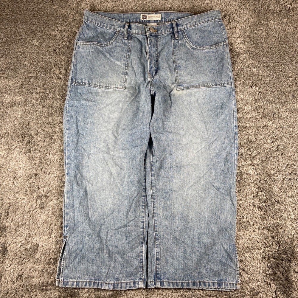 Faded Glory Jeans Womens 18 Missy Blue Denim Light Stone Carpenter Wide Leg Y2K